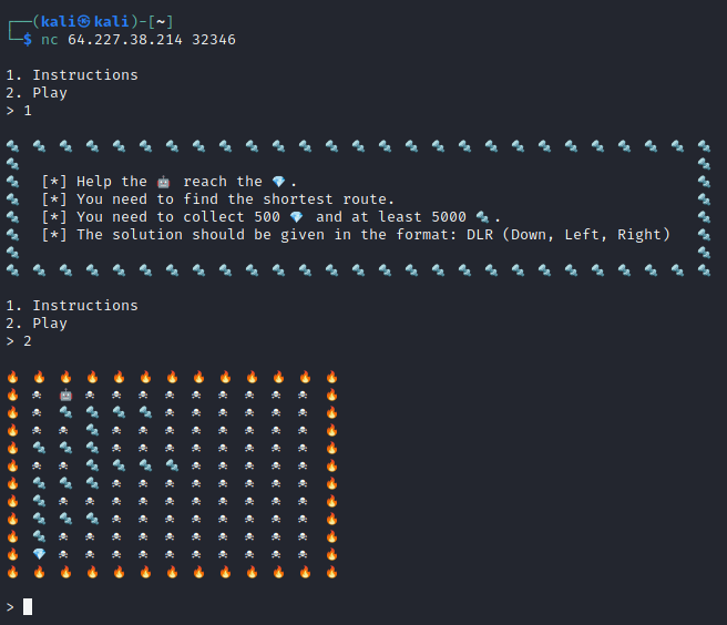 screenshot of the netcat connection to the insane bolt challenge